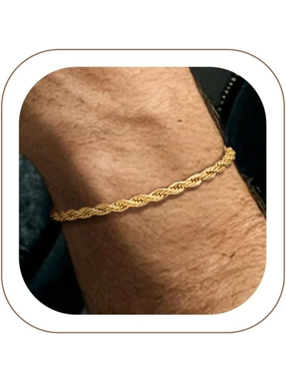 Stylish Twisted Rope Chain Bracelet for Men - Silver/Black/Gold, Multiple